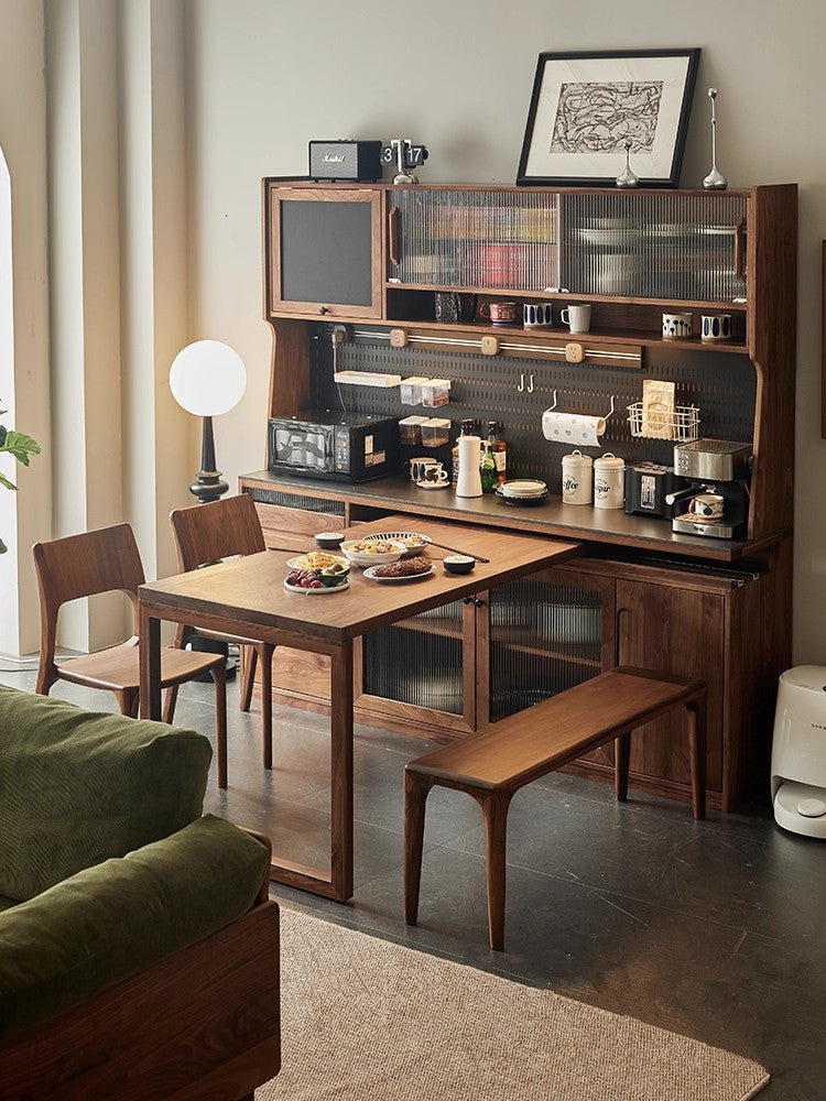 North America Black Walnut Wood Sideboard Cabinet with Rotating Desk ...
