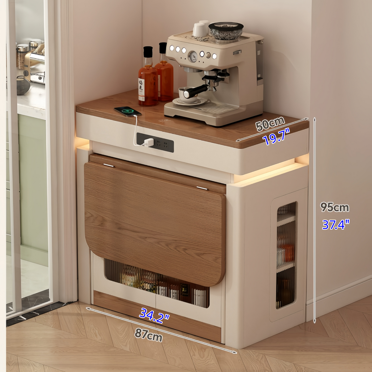 Extendable Solid Wood Kitchen Island Table with 4 Chairs Set – SPS ...