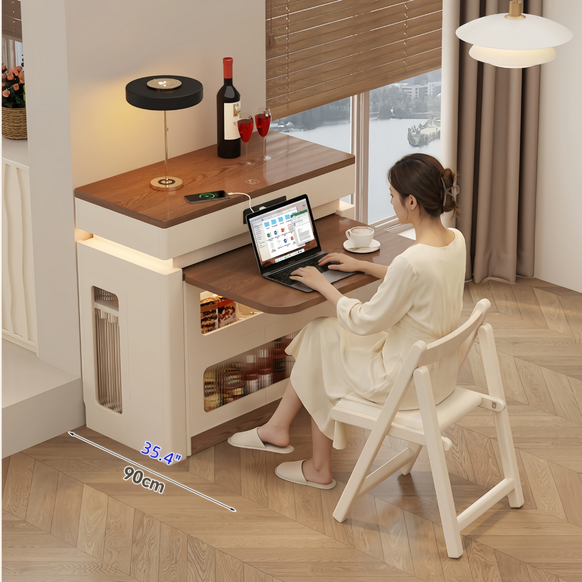 Extendable Solid Wood Kitchen Island Table with 4 Chairs Set – SPS ...