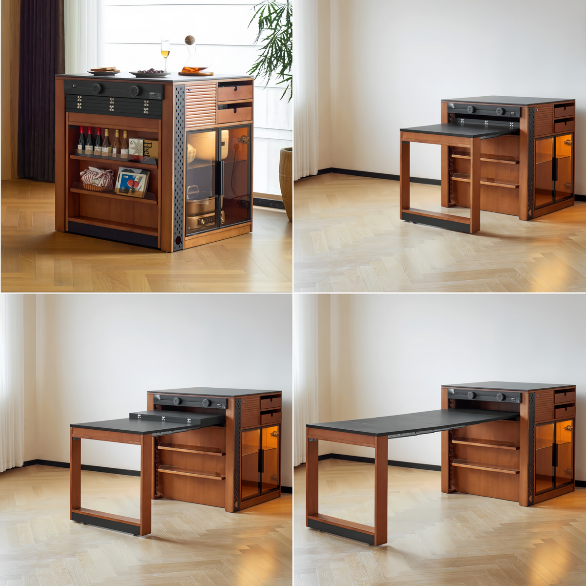 Solid Boxwood Kitchen Island with Extendable Dining Table – SPS FURNTIURE
