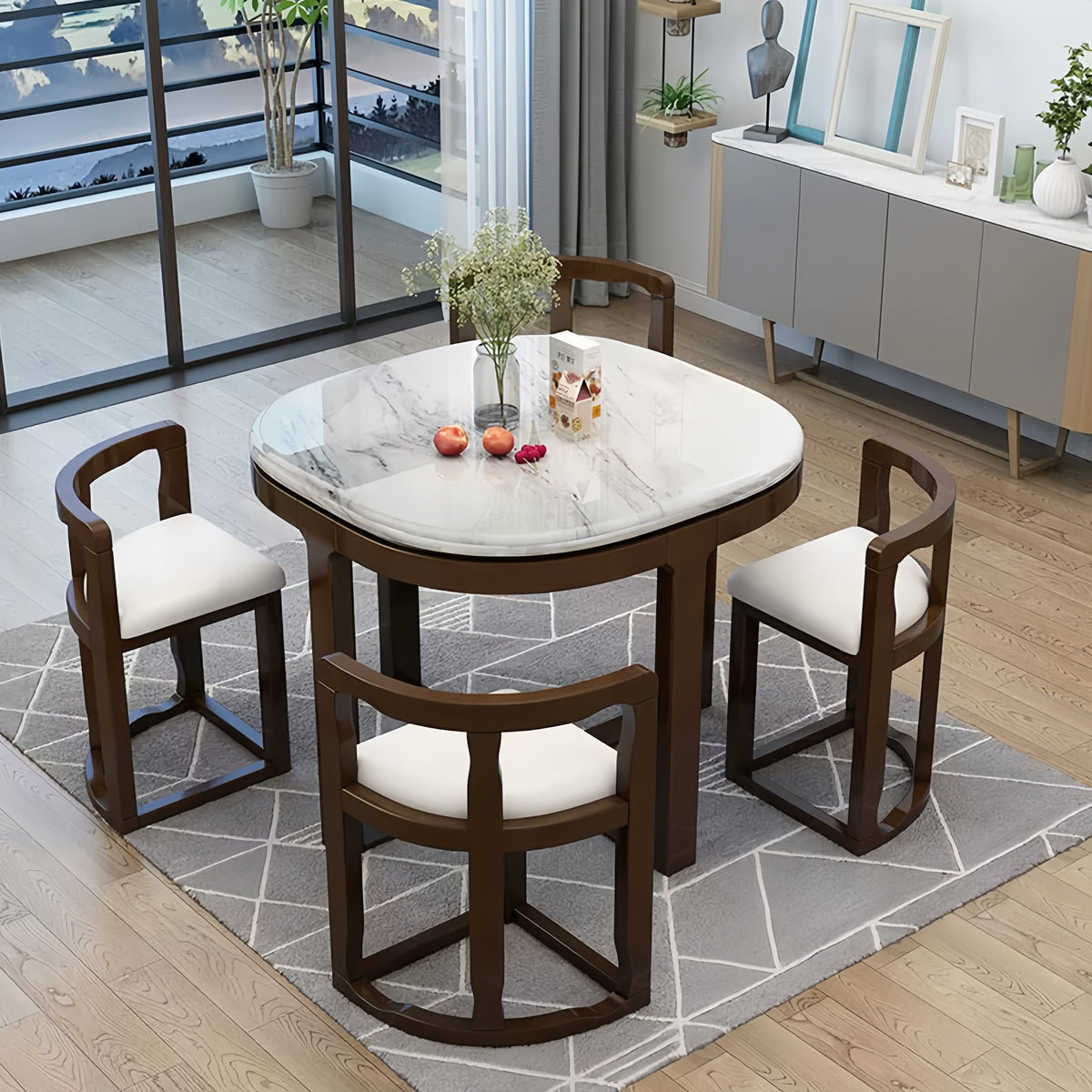 Space-Saving Solid Wood Nesting Dining Table Set with 4 Chairs – SPS ...