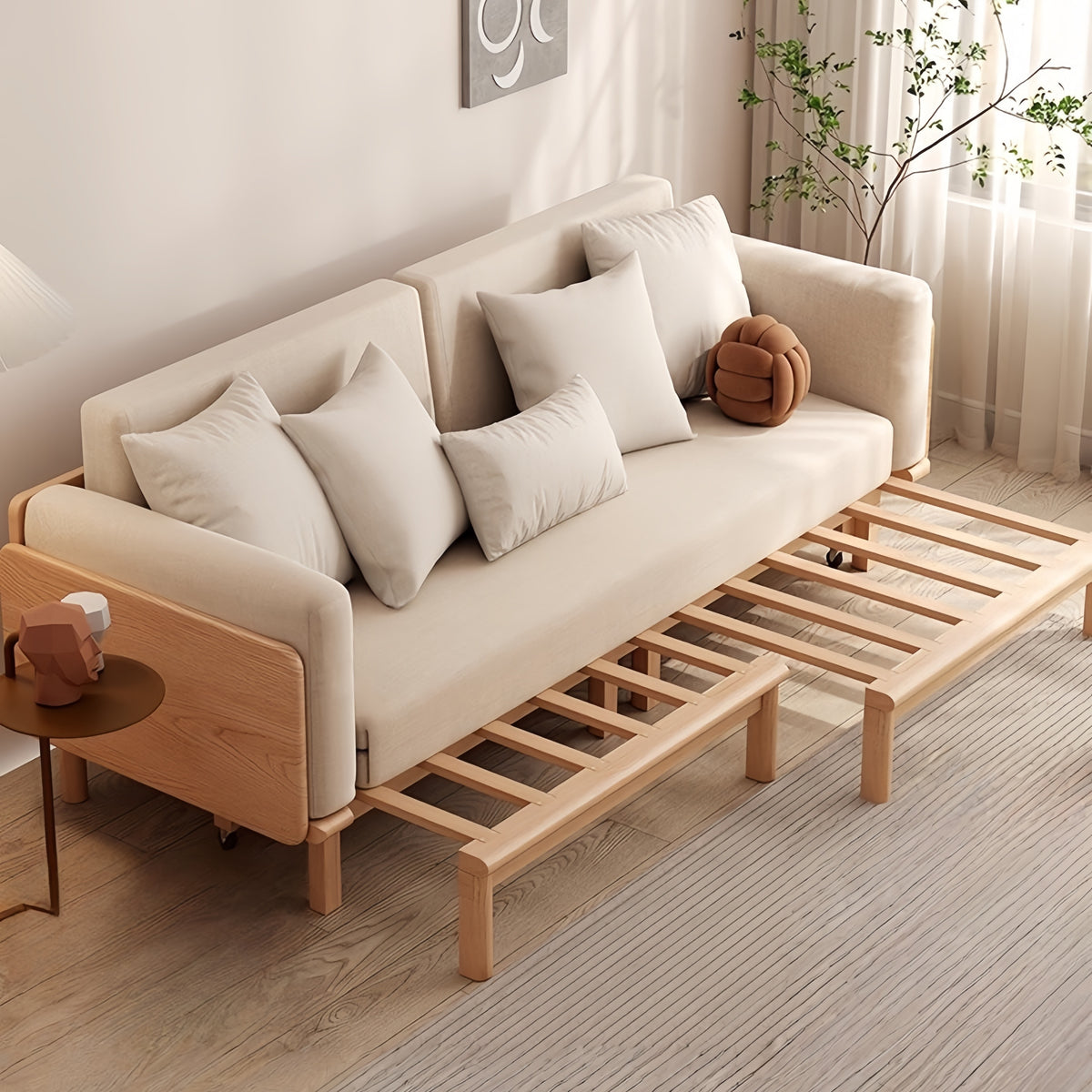 hidekichi】MADEIRA SOFA PU Japandi Oak Wood Genuine Leather Sofa