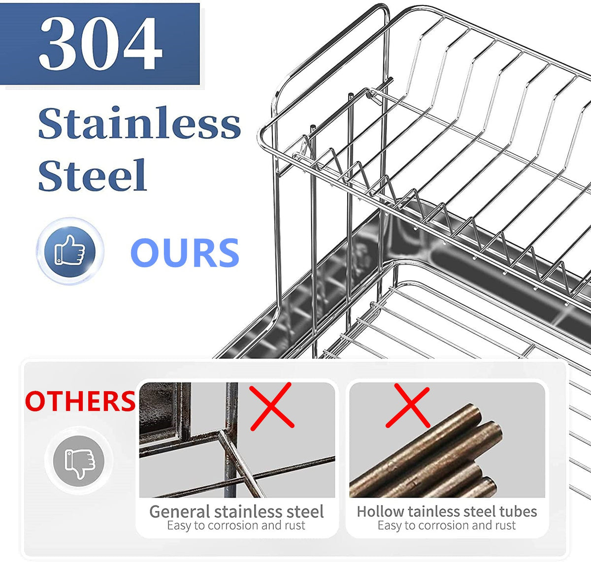 Double Layer Stainless Steel Dish Drying Rack – SPS FURNTIURE