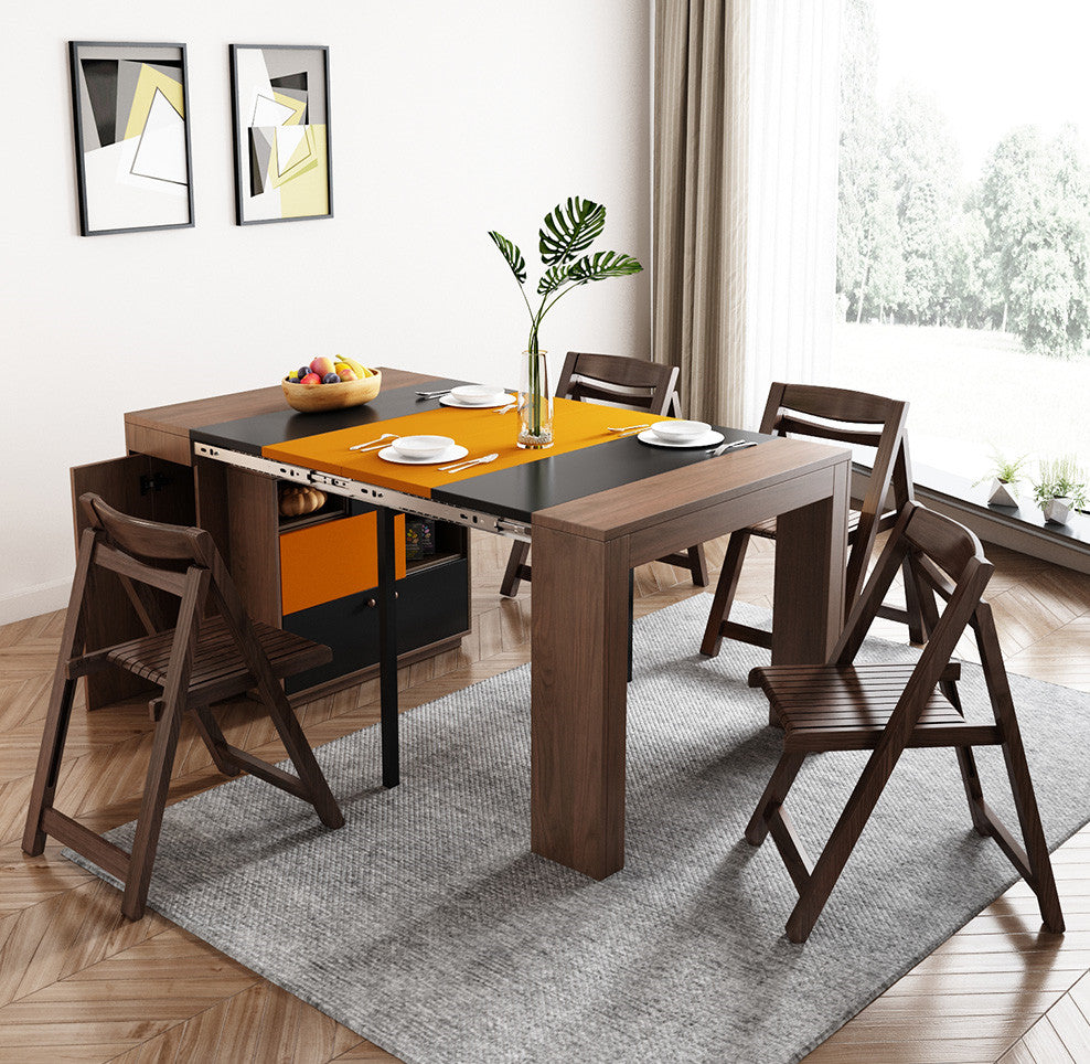 2021 New Design Space Saving Expandable Dining Table with Storage Cabi