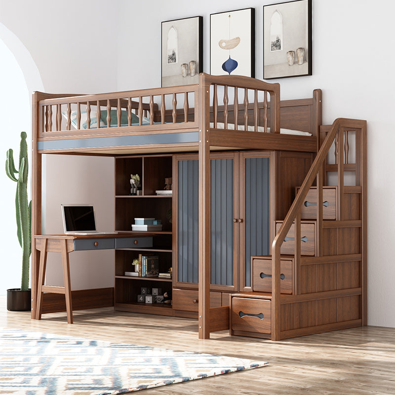 Solid Wood Loft Bed With Wardrobe and Desk – SPS FURNTIURE