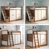 Solid Ash Wood Loft Bed with Underneath Wardrobe