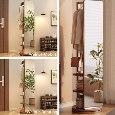 Full Body Mirror with Coat Rack