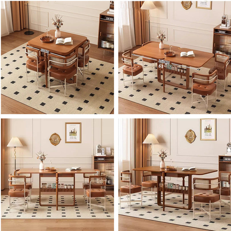 Extendable Tabletop Solid Wood Dining Table with 4 Chairs – SPS FURNTIURE
