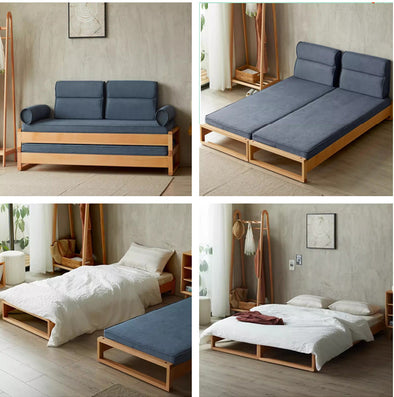 Japandi Solid Wood Stackable Sofa Bed