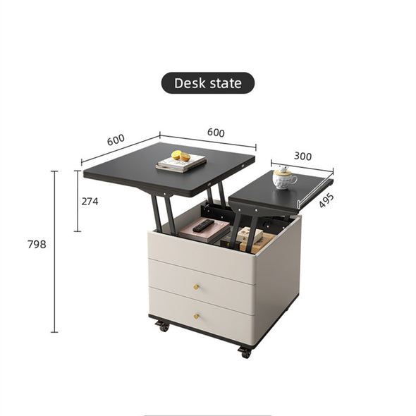 Multifunction Modern Liftable and Expandable Coffee Table with Storage Drawers and Universal Wheels
