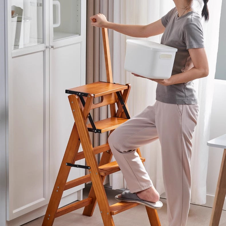 Multifunction Solid Wood Foldable Step Chair with Armrests – SPS FURNTIURE