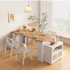 Modern Extendable Dining Table With 4 Marble Leaves and Storage Sideboard Cabinet
