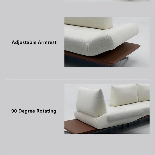 Modern Modular Island Rotating Sofa with Adjustable Armrest and Back Cushion