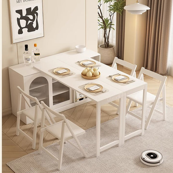 Folding and Expandable Multifunction Dining Table with Hidden Storage Design Cabinet