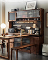 North America Black Walnut Wood Sideboard Cabinet with Rotating Desk