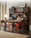 North America Black Walnut Wood Sideboard Cabinet with Rotating Desk