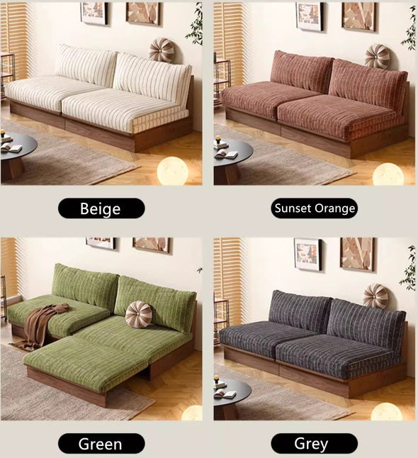 Japandi YUNJIAN Pull Out Solid Wood Frame Sofa Bed