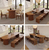 Modern Extendable Round Dining Table with Adjustable Tabletop Leaves