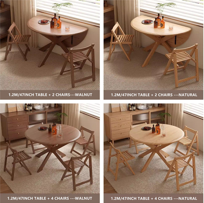 Solid Wood Double Drop Leaf Round Table – SPS FURNTIURE