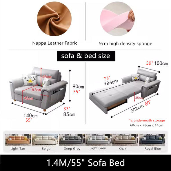 Convertible  Sofa Bed  with Storage & Pockets