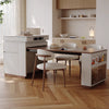 Multifunctional Extendable Kitchen Island Table with Sliding Countertop and  Ample Storage Cabinet