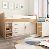 Kids Wood Loft Bed With Small Pull-Out Desk and Wardrobe and Storage Cabinet