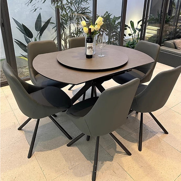 Tabletop Rotation Rotating Extendable Rock Slab Top Round Dining Table – SPS FURNTIURE