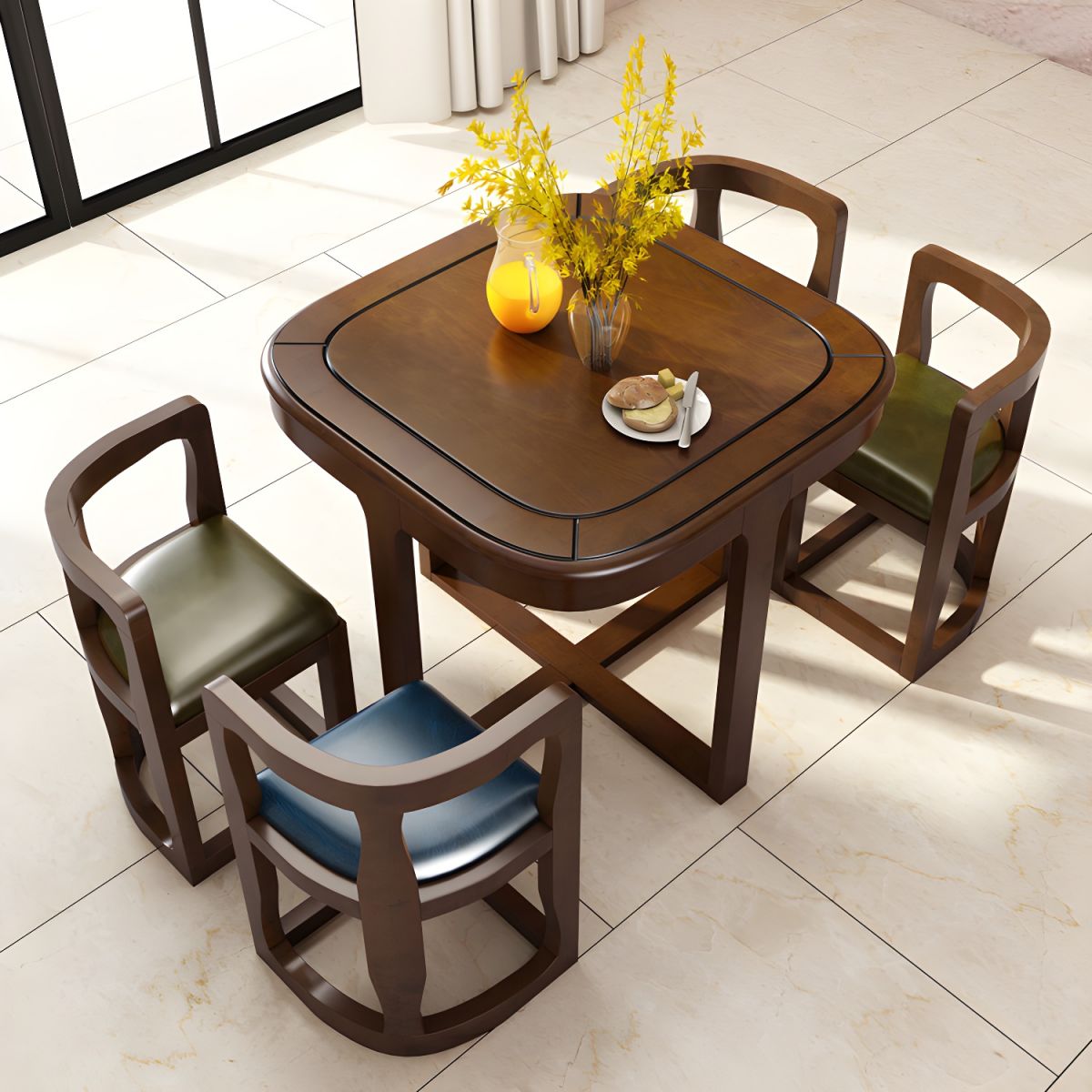 Space Saving Solid Wood Nesting Dining Table and Chairs Set – SPS FURNTIURE