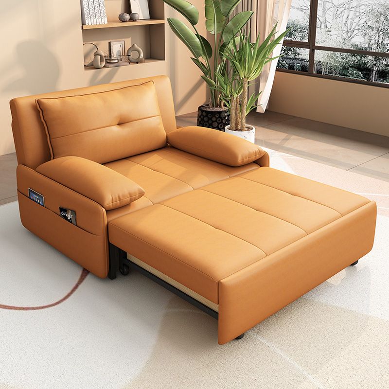 Ausziehbares Schlafsofa aus Leathaire mit Schublade darunter