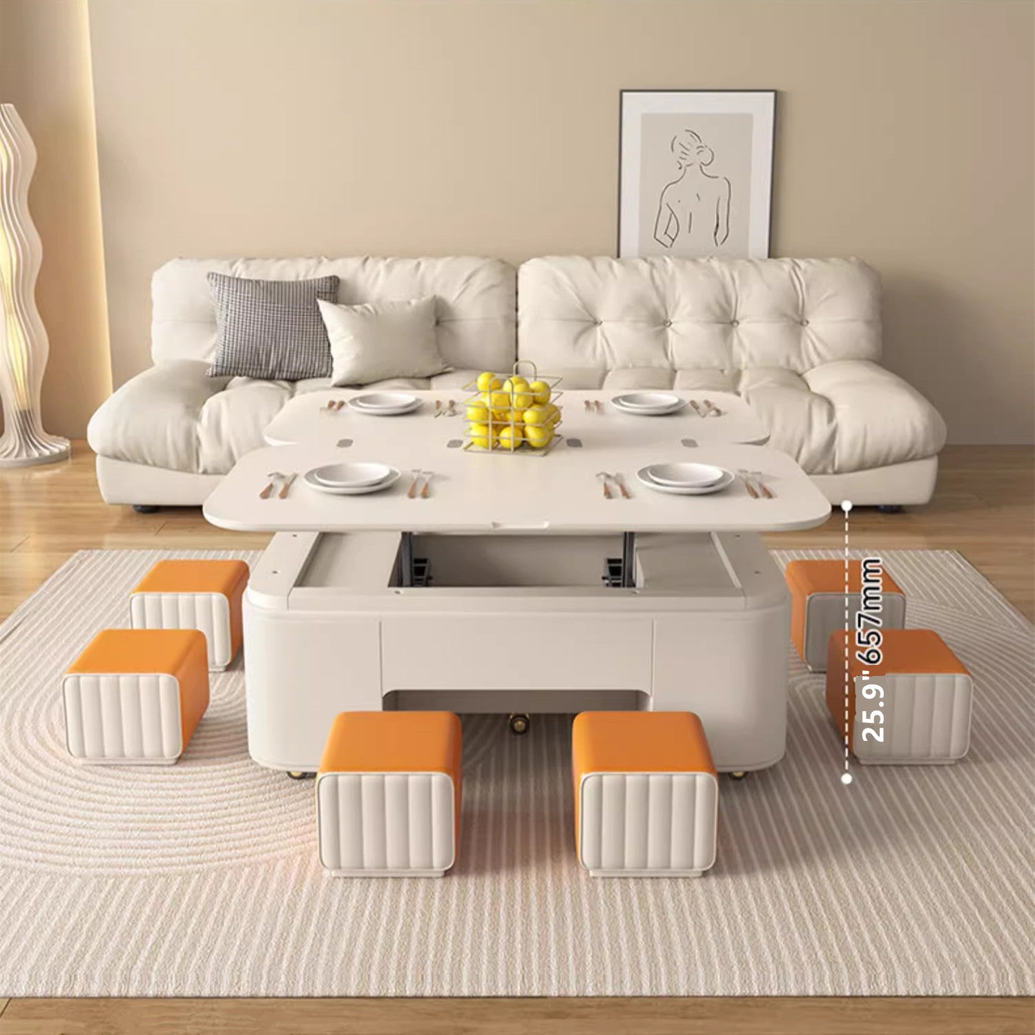 Minimalist Style Lifting Tabletop Multifunctional Coffee Table With St ...