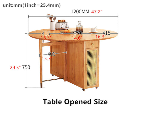 Double Drop Leaf Round Table with 4 Folding Chairs