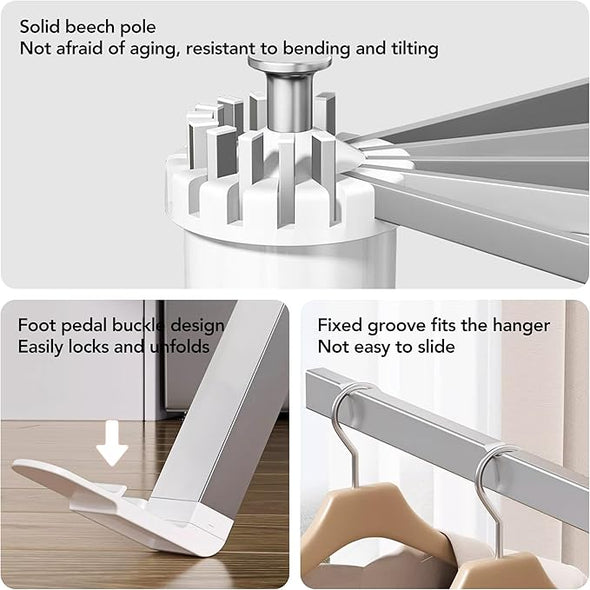 Retrackable Pole Rack 16 Poles Collapsible Retractable Foldable Clothing Drying Rack – SPS ...