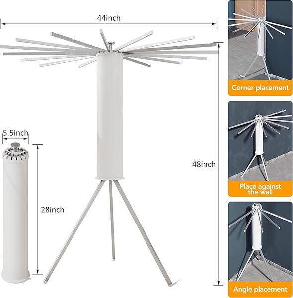 Retrackable Pole Rack 16 Poles Collapsible Retractable Foldable Clothing Drying Rack – SPS ...