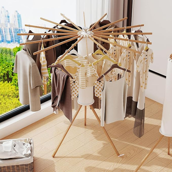 Retrackable Pole Rack 16 Poles Collapsible Retractable Foldable Clothing Drying Rack – SPS ...