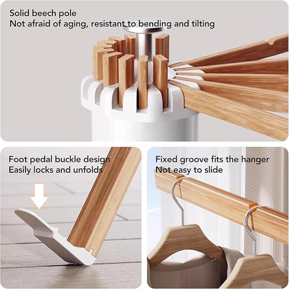 Retrackable Pole Rack 16 Poles Collapsible Retractable Foldable Clothing Drying Rack – SPS ...