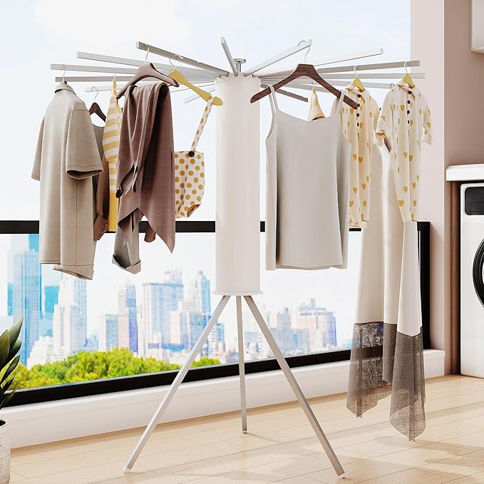 Retrackable Pole Rack 16 Poles Collapsible Retractable Foldable Clothing Drying Rack – SPS ...