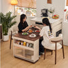 Multifunctional Extendable Kitchen Island Table with Sliding Countertop and  Ample Storage Cabinet