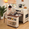 Multifunctional Extendable Kitchen Island Table with Sliding Countertop and  Ample Storage Cabinet