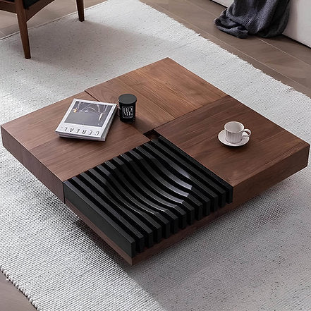 Modern Square Walnut Coffee Table