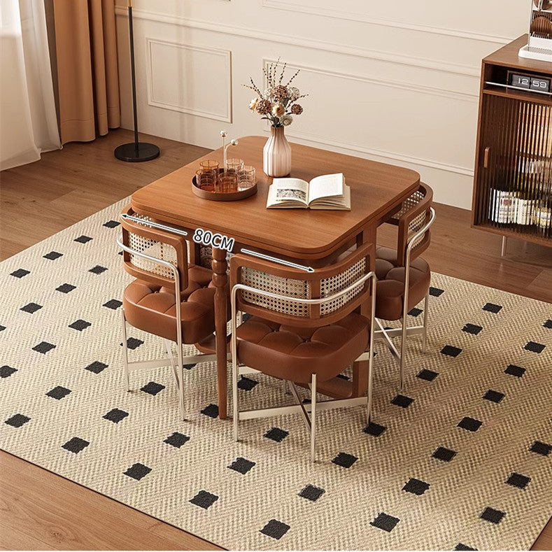 Extendable Tabletop Solid Wood Dining Table with 4 Chairs – SPS FURNTIURE