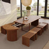 Modern Extendable Round Dining Table with Adjustable Tabletop Leaves