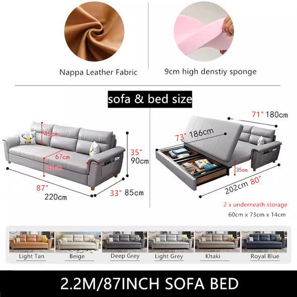 Convertible  Sofa Bed  with Storage & Pockets