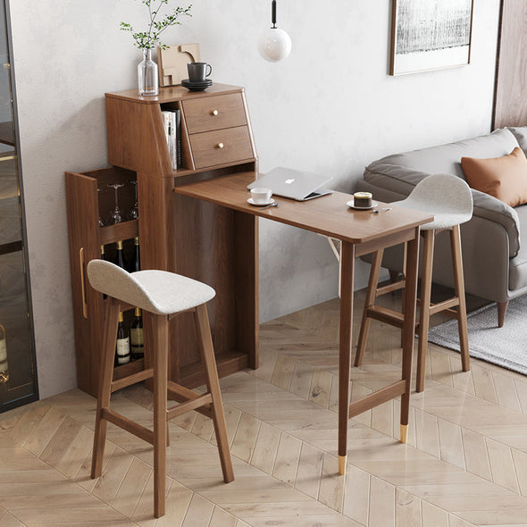 Folding Wine Bar Table with Pull Out Wine Rack