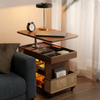 Solid Wood Liftable Tabletop Coffee Table with Storage and Universal Wheels