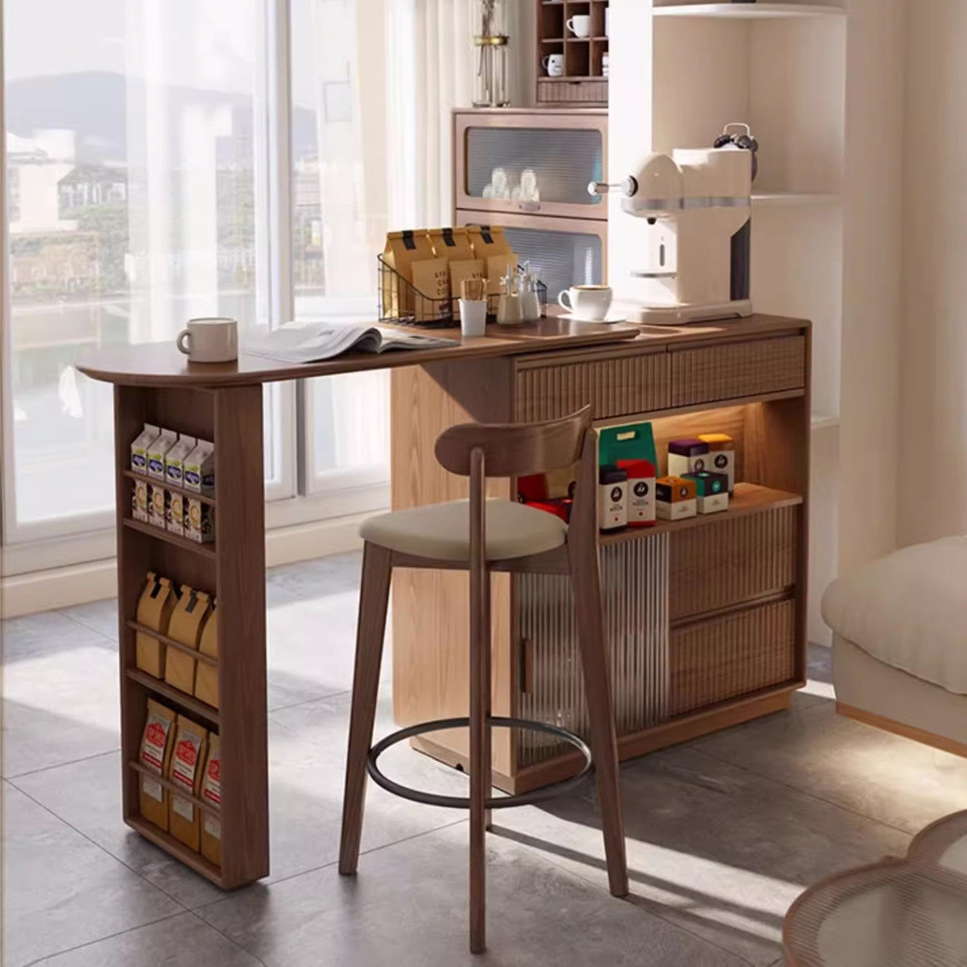 360 Degree Rotating Bar Table With Cabinet and Stools – SPS FURNTIURE