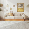 Japandi Solid Wood Frame Corduroy Fabric Sofa With Underneath Storage Drawers