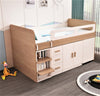Kids Wood Loft Bed With Small Pull-Out Desk and Wardrobe and Storage Cabinet