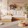 Japandi Pull Out Lounge Chaise and Sofa with Underneath Storage