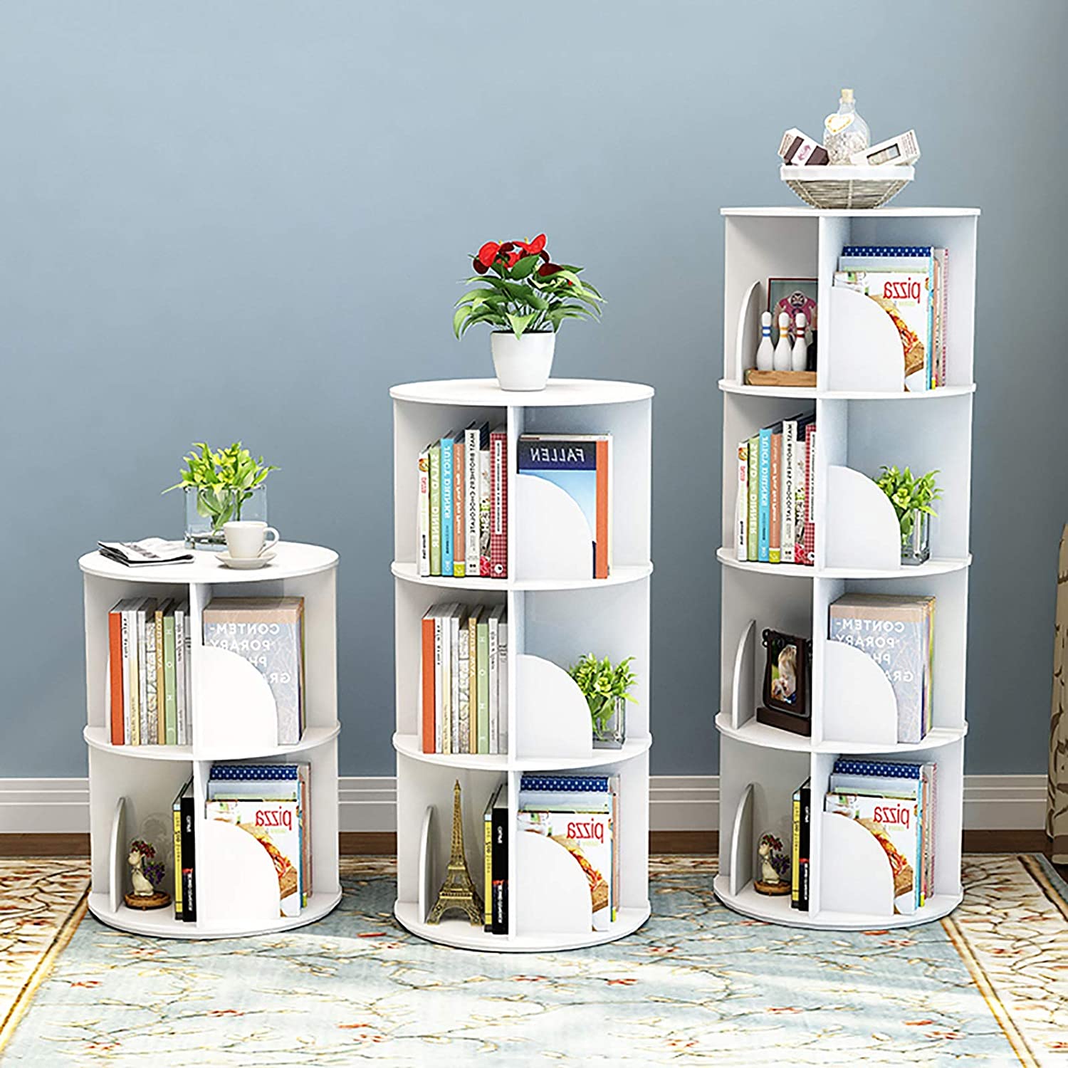 2-5 Tier 360° Rotating Stackable Shelves Bookshelf Organizer – SPS FURNTIURE