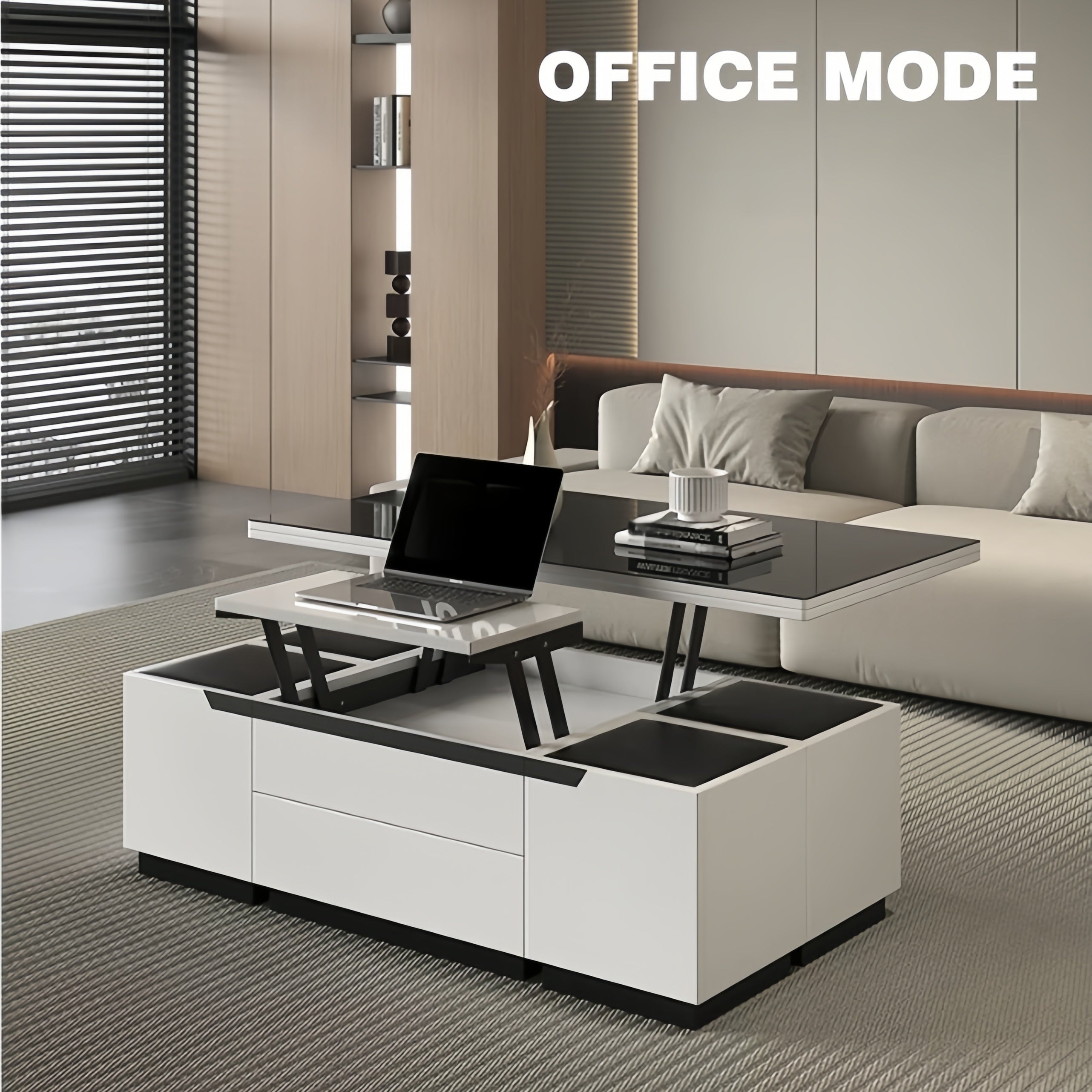 3-in-1-Multifunktions-Couchtisch mit platzsparendem Design